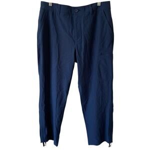 NEW EDDIE BAUER Ripstop Crop Pants Size 8 Blue Relaxed Fit Stretch Zip Pocket
